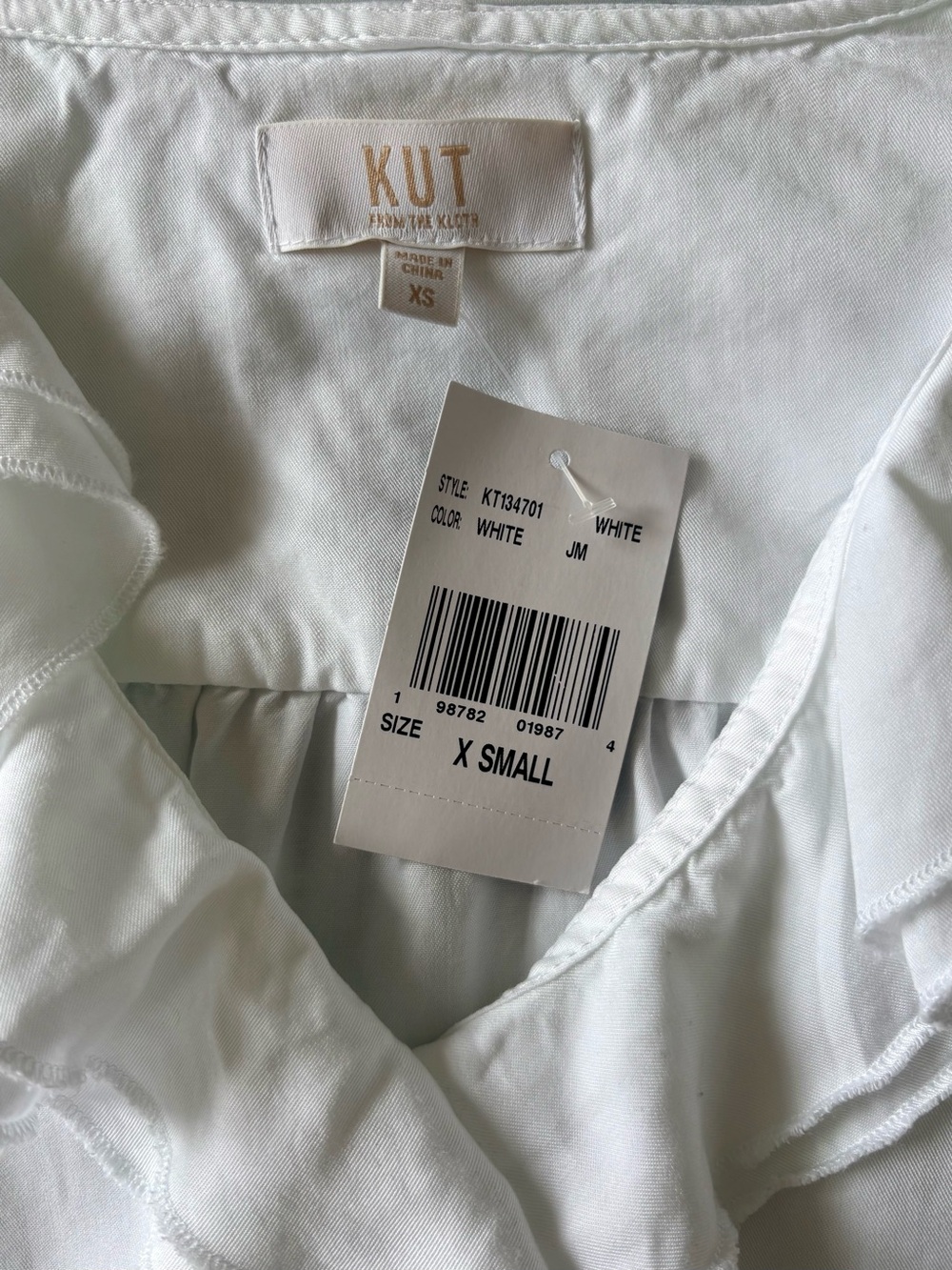 KUT from the Kloth White Ruffle Front Lyocell Sleeveless Top NWT XS - Picture 5 of 9